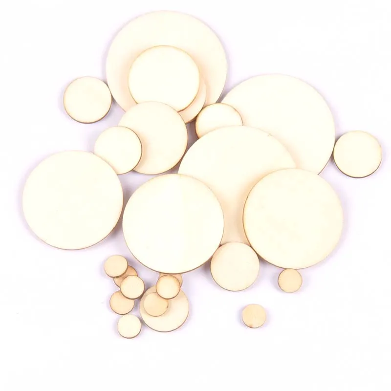 50pcs mix Natural Round pattern wooden Scrapbooking Carft for Home decoration diy Handmade handcraft 10/20/30/40/50mm MT1821