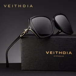 VEITHDIA-Retro Sunglasses for Women, Polarized UV400, Luxury Vintage Fashion, Ladies Sun Glasses, Eyewear for Female, 3039
