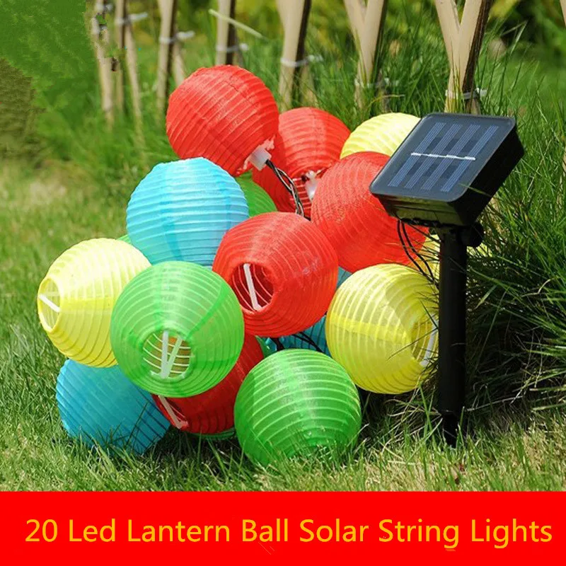 Lantern Ball Solar String Lights 20 LED Solar Lamp Outdoor Lighting for New Year Christmas Decorative Birthday Party Holiday