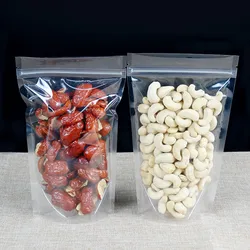 50Pcs/ Lot 14*20cm Stand-Up Clear Poly Heat Seal Zip Lock Pack Bags For Food Coffee Storage Doypack Zipper Packaging Pouches