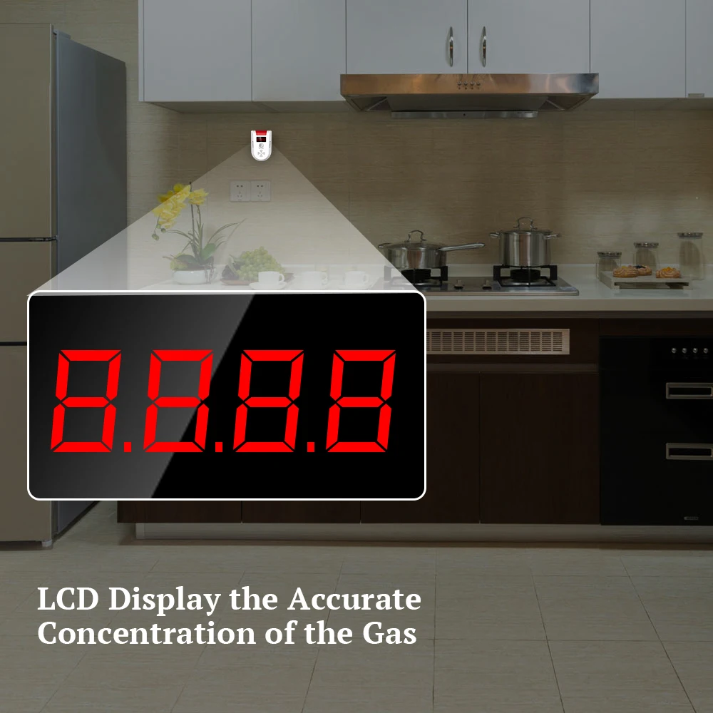 KERUI GD13 LPG GAS Detector Alarm Wireless Digital LED Display Natural Leak Combustible Gas Detector For Home Alarm System