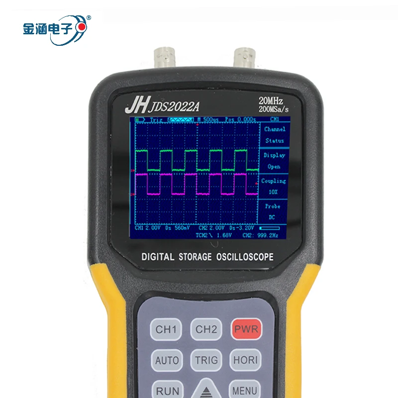 Osciloscopio de mano de 2 canales, 20MHz, ancho de banda, mini osciloscopio digital portátil Jinhan JDS2012A JDS2022A