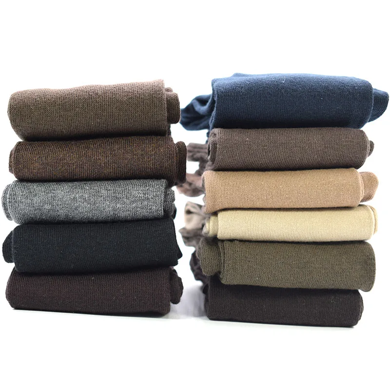 Fcare 10PCS=5 pairs long leg business  44-47 crew men dress cotton solid color plus big size socks