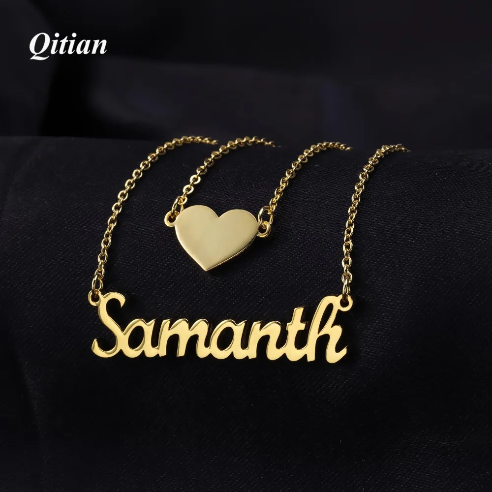 Custom Heart Name Layer Necklace For Women Personalized Gold Stainless Steel Custom Jewelry Wedding Gift