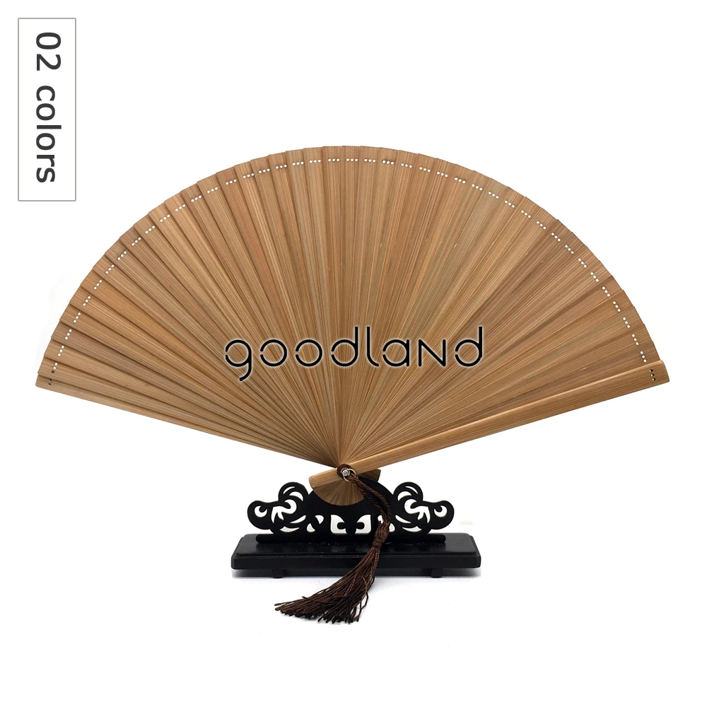 Free Shipping 1pcs Coffee Black Chinese Japanese Full Bamboo Hand Fan, Bamboo Hand Held Folding Fan With Free Tassel For Gift