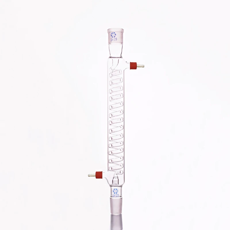 Format serpentine condenser,Spiral condensation 500mm 24/29,Removable small nozzle joint,Condenser Graham with coiled inner tube