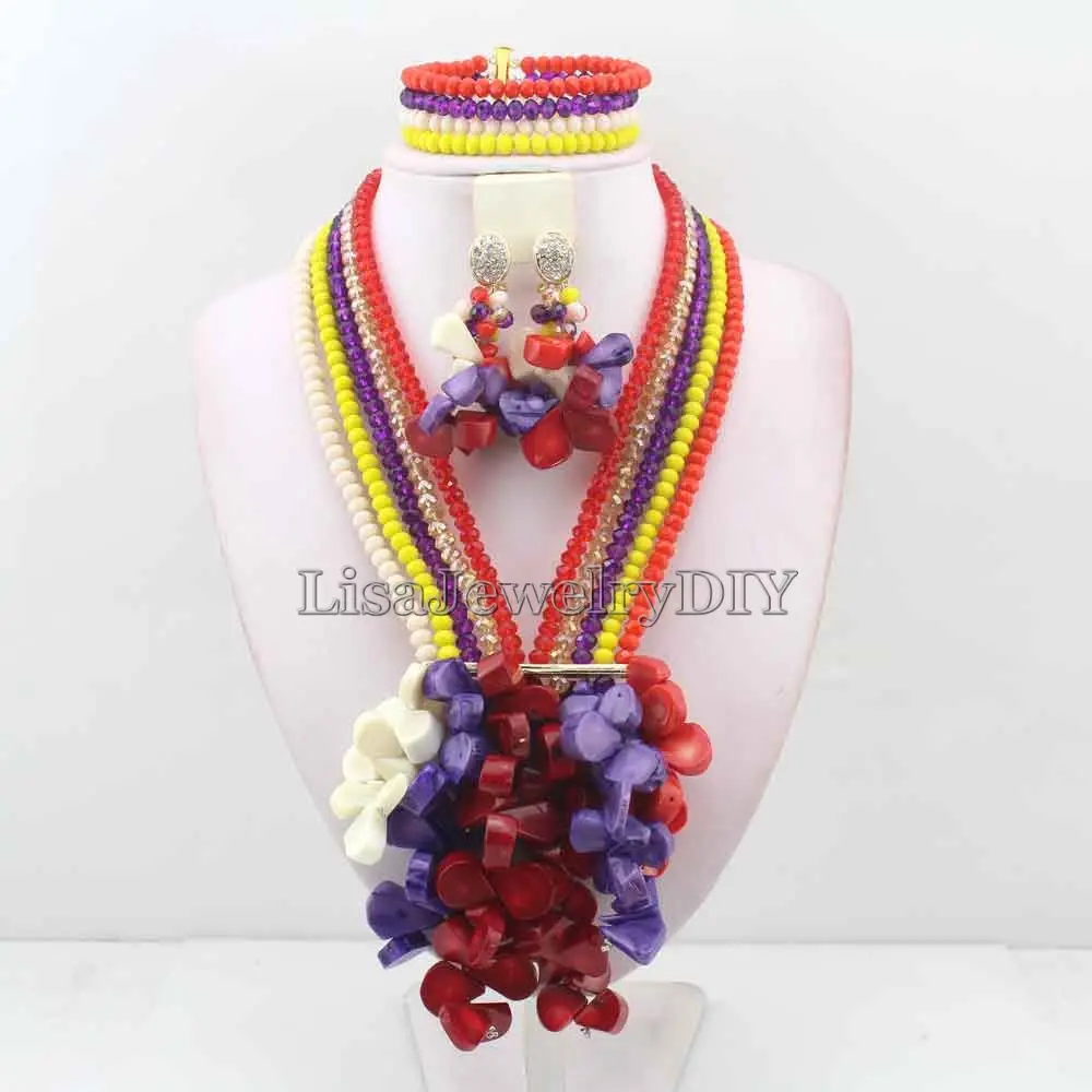 

Nigerian Wedding African Beads Jewelry Set African Costume Jewelry Sets Coral Beads Free Shipping HD5750