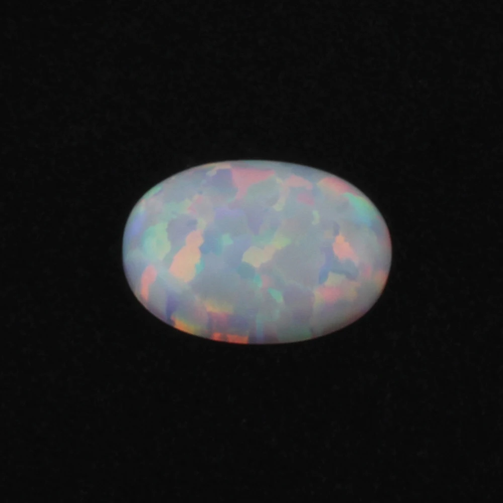 Hot Sale 50pcs/lot 8*10mm Oval Cabochon OP18 Synthetic White Opal For Jewelry Making