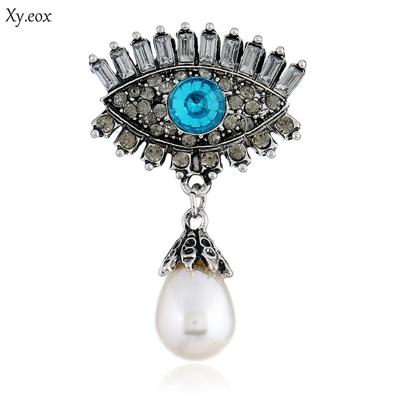 1pcs Devil Eye Brooch Imitation Pearl Lapel Pins for Women Corsage Retro  Brooch pin