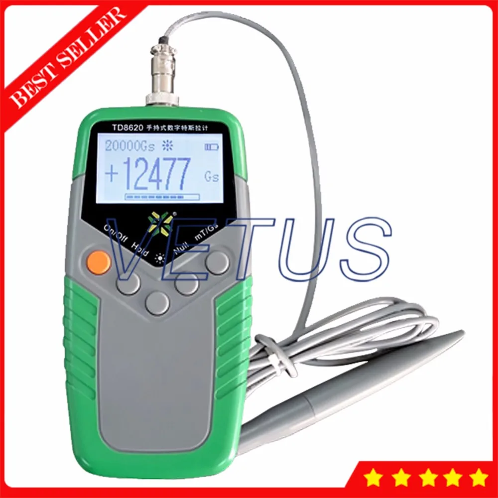 TD8620 Permanent Magnet Teslameter Handheld Tesla Meter with Class 2 Accuracy Surface Magnetic Field Tester Digital Gauss Meter