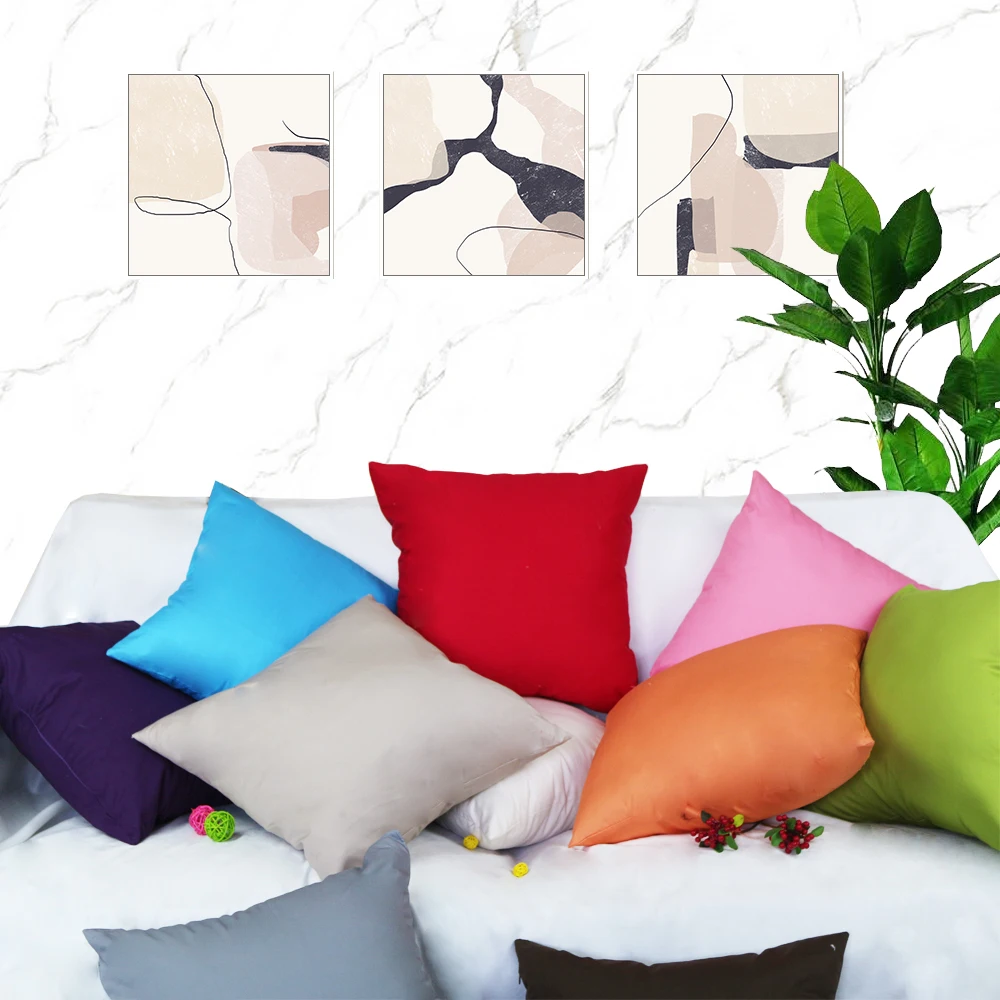 Solid Colorful 100% Cotton Thin Twill Khaki Throw Pillow Case Hotel Chair Cushion Cover For Sofa Home Decor 45x45 40x40 50 60 70