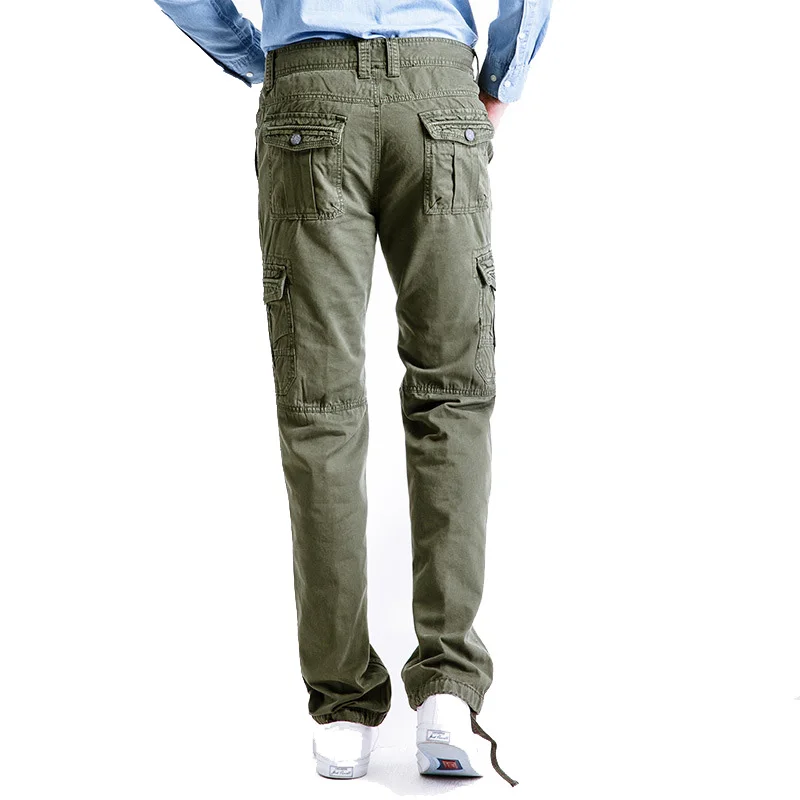 SHIFUREN Baggy Cargo Pants Men Military Trousers Cotton Multi Pocket Loose Fit Male Causal Full Length Trousers Plus Size 29-40