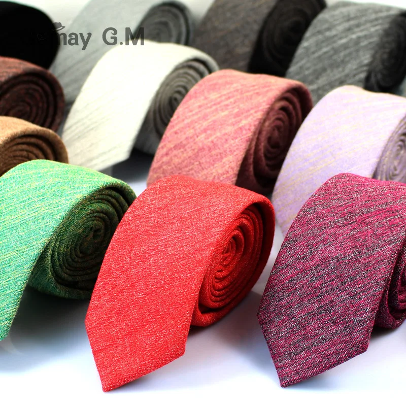 

2017 Fashion Casual Cotton Solid Mens Ties for Men 6CM Width Narrow Wedding Business Groons Necktie Fresh Neck Tie Neckwear