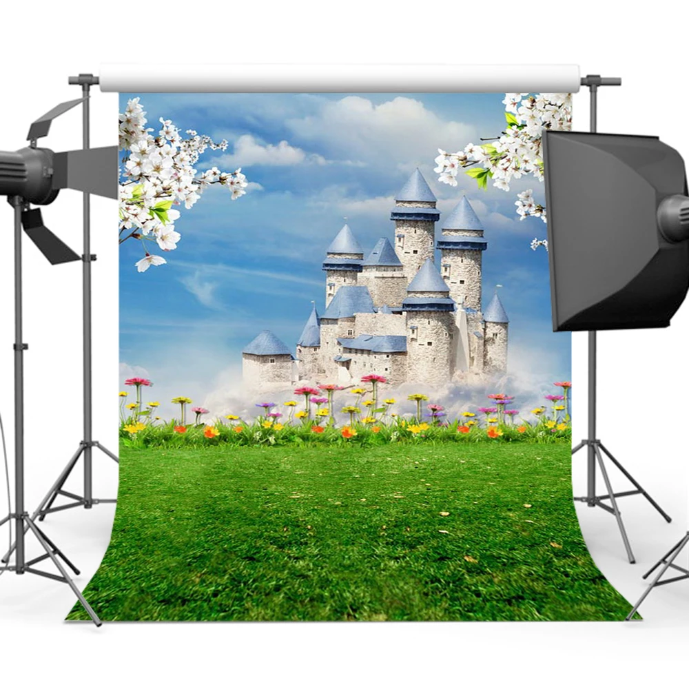 

Newborn Photography Background Flower Grass Castle Backdrops for Children Photo Studio Backgrounds Customize S-664