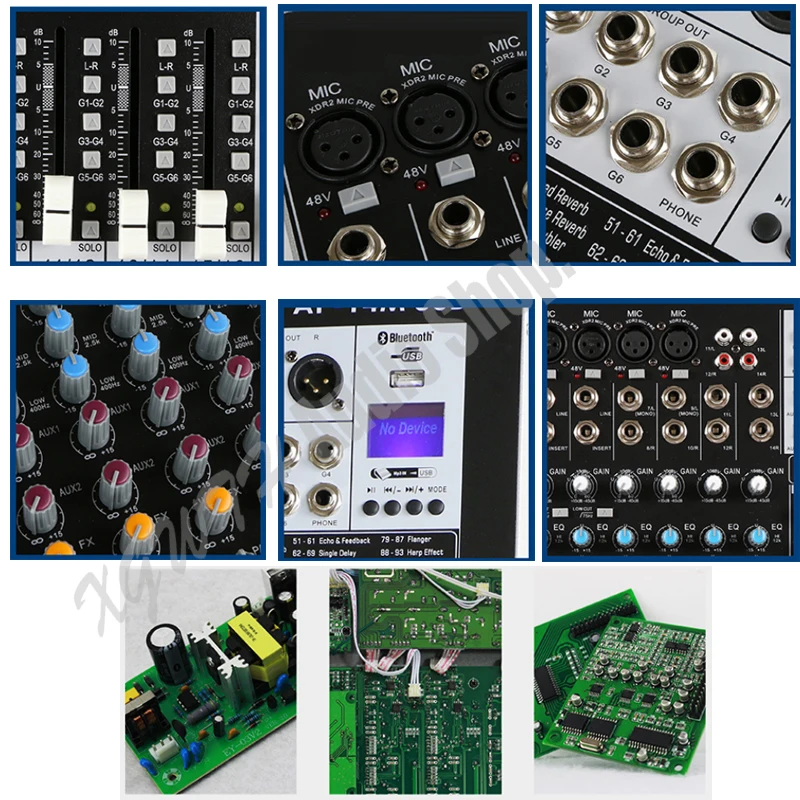 16-kanałowy mikser Audio dla DJ 99 efektów cyfrowych konsola miksująca 6 grupa podwójny 7-pasmowy korektor + 48V Bluetooth USB mikser do mikrofonu