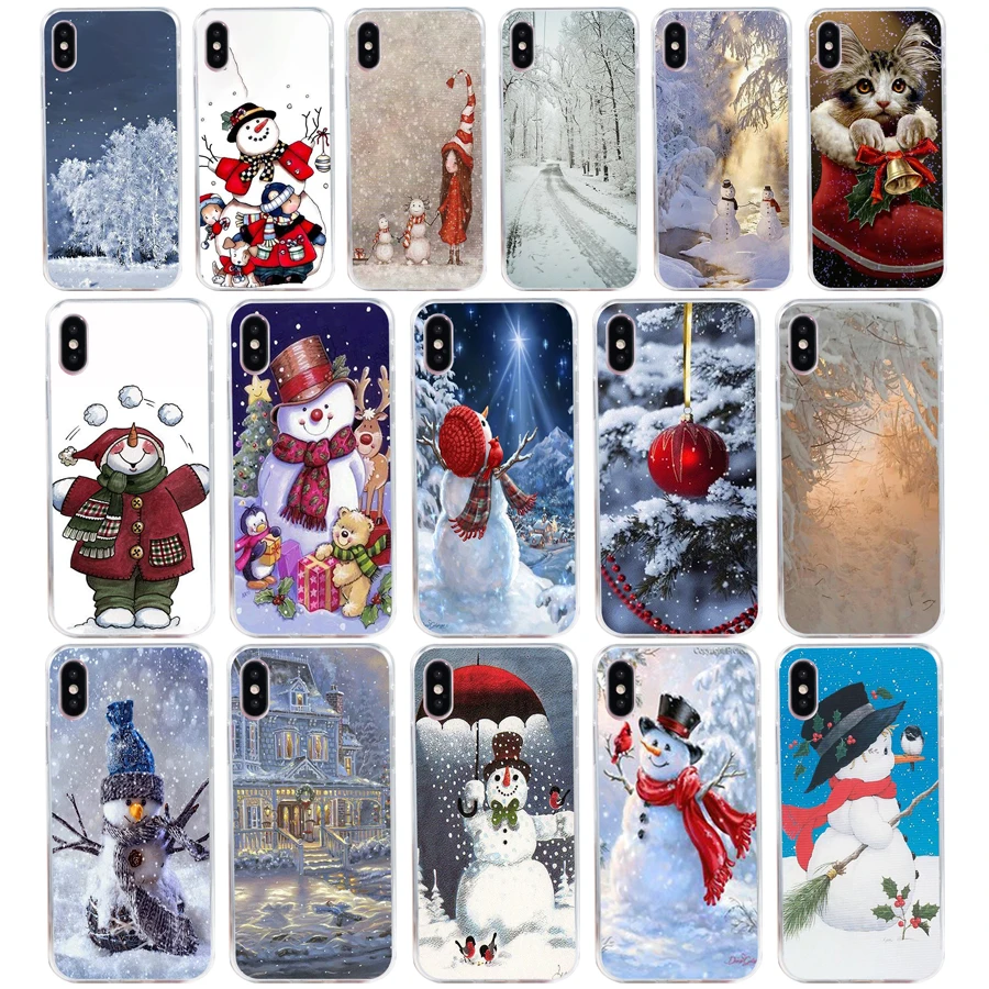 193SD Animated Winter snowman snow gift Soft Silicone Tpu Cover phone Case for iphone 5 5s se X XR XS Max case