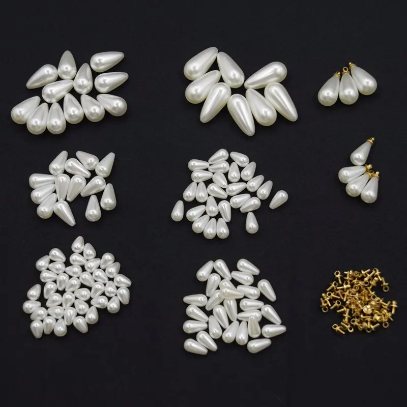 

50pcs Tear Drop Round Pearl Imitation ABS Beads For Jewelry Making Arts Crafts Apparel Sewing Garment Beads DIY
