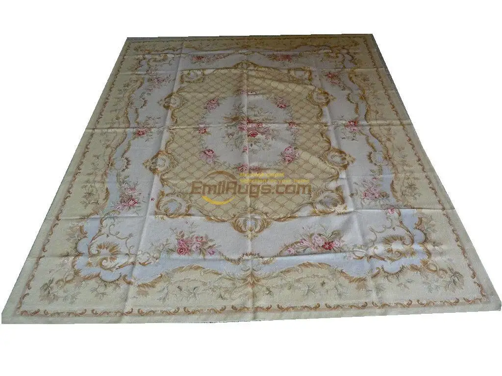 

Upholstery Fabric Wool Rug Carpet Vintage Aubusson Carpet Panel Wool Elegant Floral Antique Handknotted Wool Aubusson Carpet