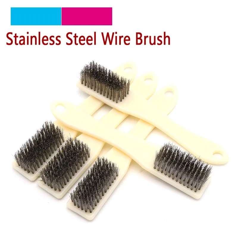 1pcs 6 Rows Stainless Steel Wire Cleaning Brush Plastic Handle For Walnut Bodhi Jewelry Play Polishing Tools Metal Rust Brush
