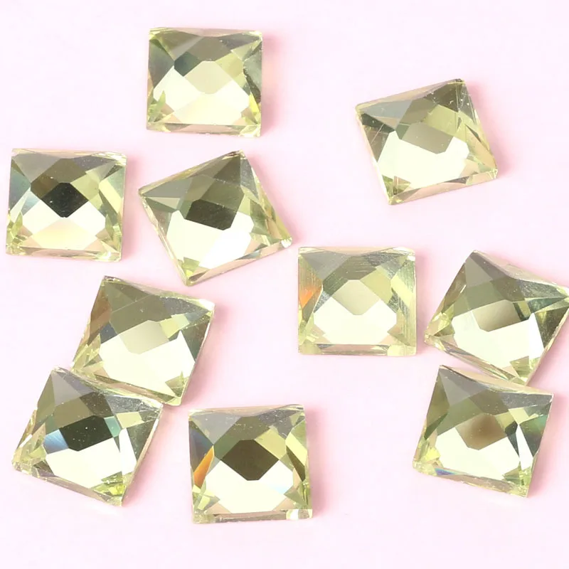 Pale yellow square flat back glass crystal rhinestones DIY Watch and headpiece 100pcs/pack Super shining jewelry accessories