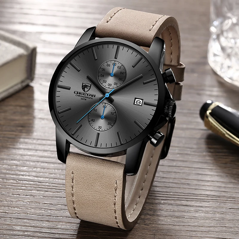 2021 männer Uhr CHEETAH Marke Mode Sport Quarz Uhren Herren Leder Wasserdichte Chronograph Uhr Business Relogio Masculino
