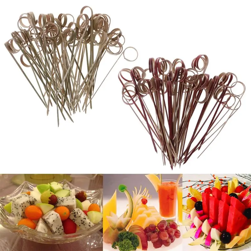 100Pc/pack Party Decor Fingers Disposable Bamboo Fruit Fork Cake Dessert Fruit Pick Toothpick Bento Lunches