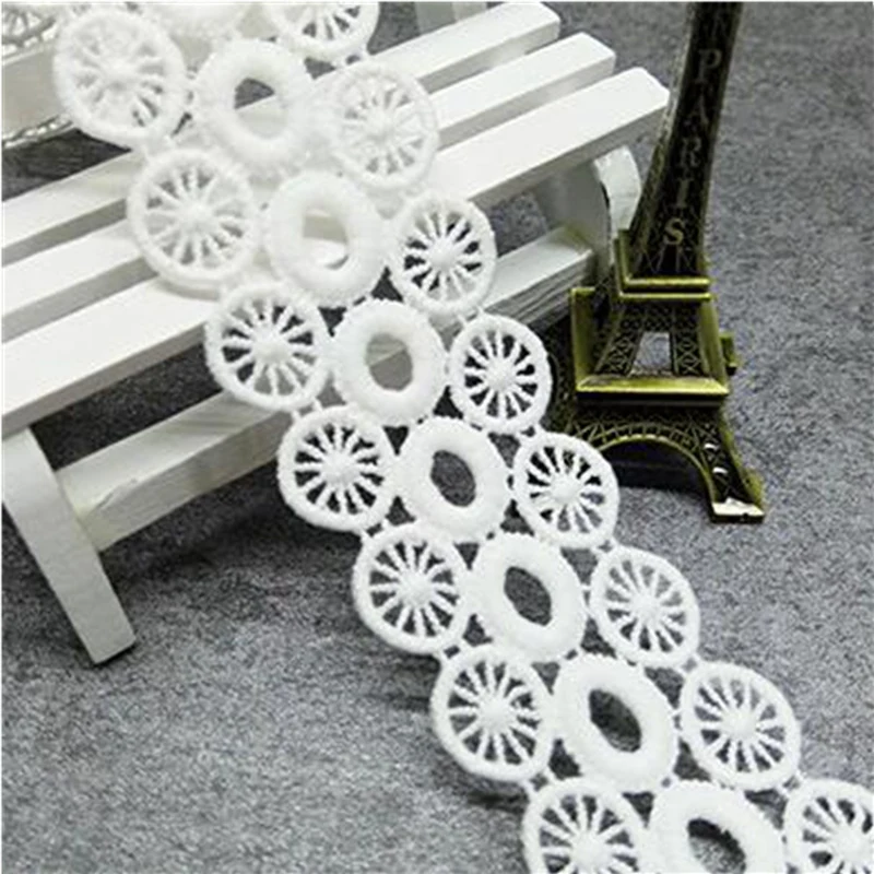 1/2/5 Yards Circle Dot Wheel Lace  Trim Ribbon Tape 40MM Wedding Embroidery Sewing African Lace Fabric DIY Craft Decoration