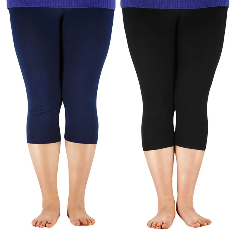 Plus Size Nữ Giữa Bắp Chân Quần Legging Sợi Tre Capri Legging Cao Co Giãn Quần Legging Quần Tập Luyện Cao Cấp Cơ Bản quần Legging