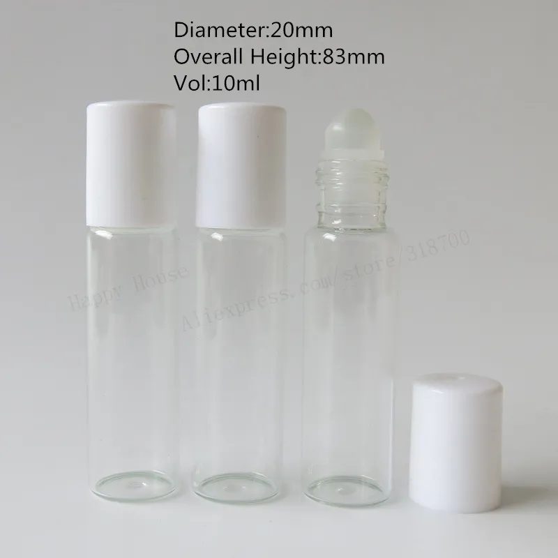 30pcs/lot 15ml clear glass roll on bottle with white lids 15cc transparent roll-on bottle essential oil use cosmetic packing