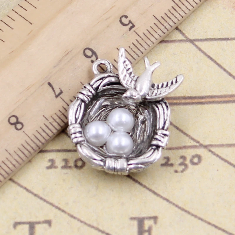 10pcs Charms Swallow bird\'s Nest Eggs 24x19x8mm Tibetan Silver Color Pendants Antique Jewelry Making DIY Handmade Craft Pendant