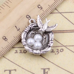 10pcs Charms Swallow bird's Nest Eggs 24x19x8mm Tibetan Silver Color Pendants Antique Jewelry Making DIY Handmade Craft Pendant