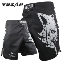 VSZAP-pantaloncini lupo da combattimento con esplosione Muay Thai per uomo, tessuti durevoli, cavallo elastico, pantaloncini Mma