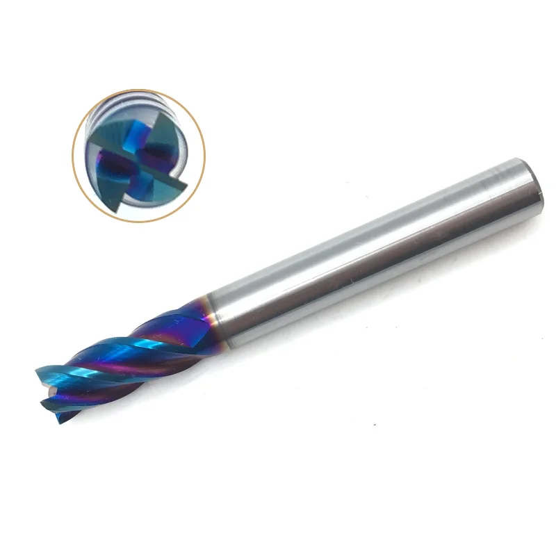 6mm Schaftfräser HRC65 4 Flöte D6 * 15*50mm * 4 T Vhm fett Schaftfräser Zylinderschaft nACo Blau Beschichtete Fräser Werkzeug