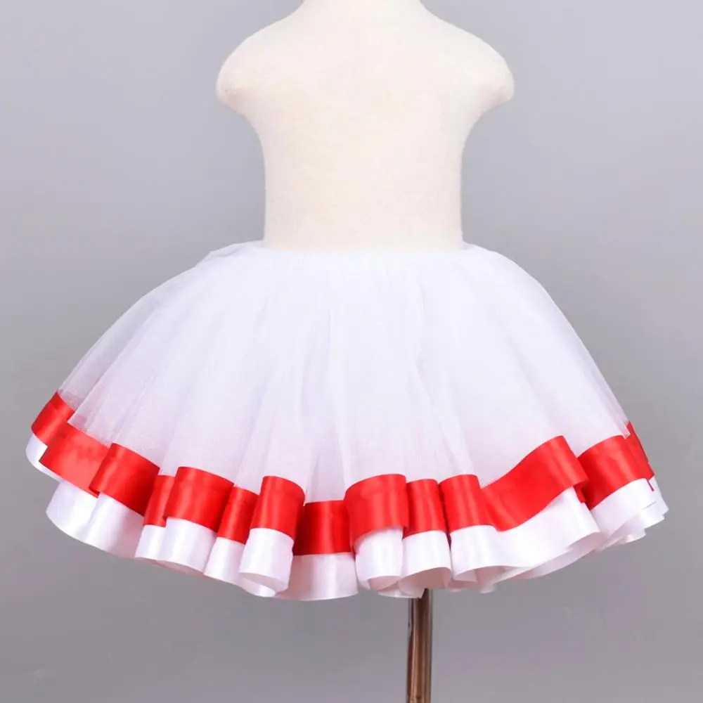 New Arrival White Red Baby Girl Extra Fluffy Tutu Skirt Girls Birthday Party Costume Ribbon Tulle Tutus Cake Smash 6mths-3T 4T