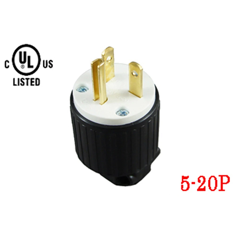 American UL Copper NEMA L5-20P Re-wireable US Wiring Plug 3p Power Converter Anti-off Straight Inline Industry Locked Plug