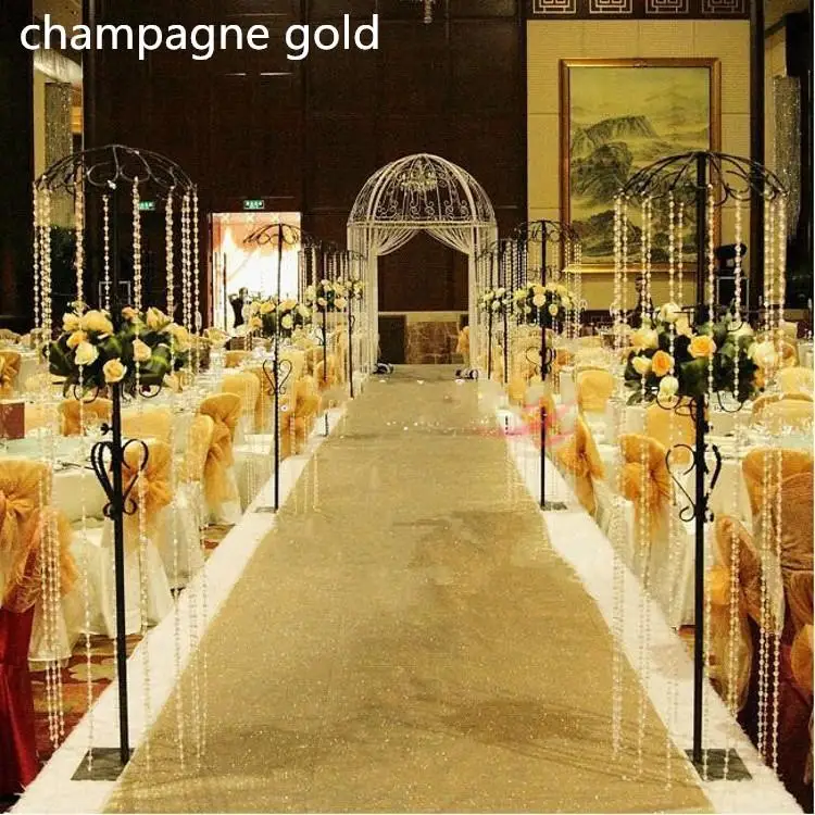 

33 Feet Shiny Gold Pearlescent Aisle Runner T Station Carpet For Wedding Backdrop Decroation1m/1.2/1.4m Wide