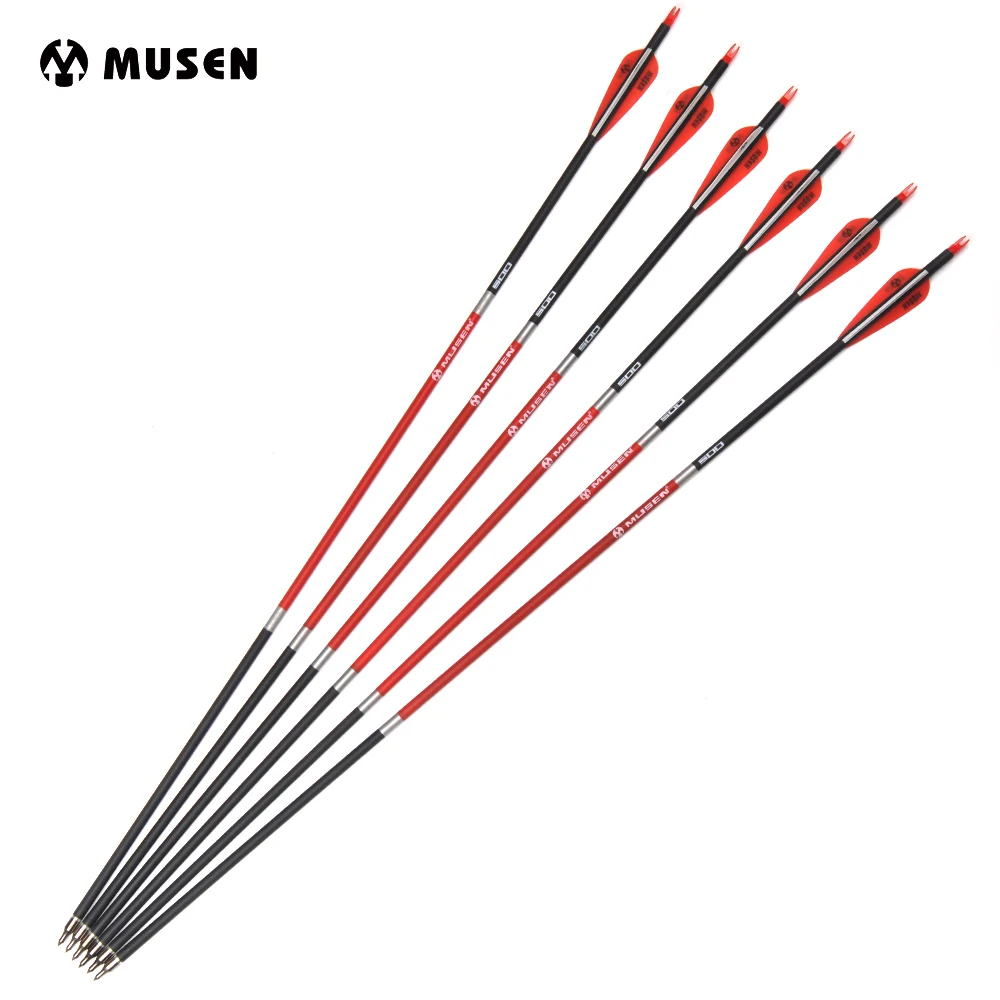 30 Inch Spine 500 Carbon Arrow Diameter 7.8 mm with Replaceable Arrowhead For Compound Bow Hunting Shooting Archery