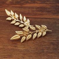 European And American Style Retro Golden Leaves Suit Collar Shirt Collar Pin Buckle Collar Clip Brooch Unisex  Rhinestone Brooch