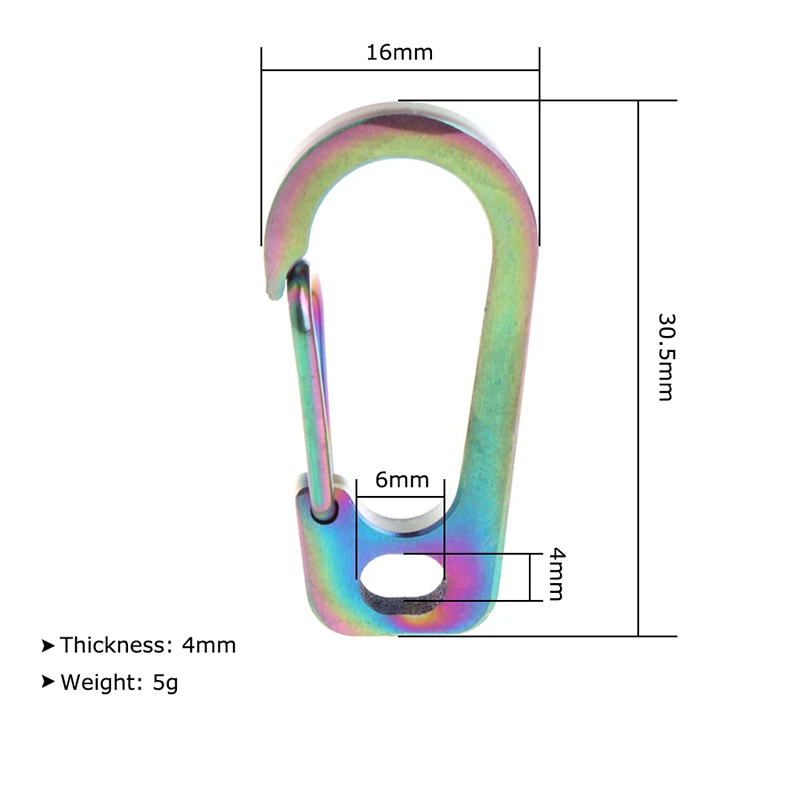 Titanium Alloy Carabiner D Shape Buckle Spring Keychain Clip Snap Hook Outdoor Camping Hiking Flat Hole