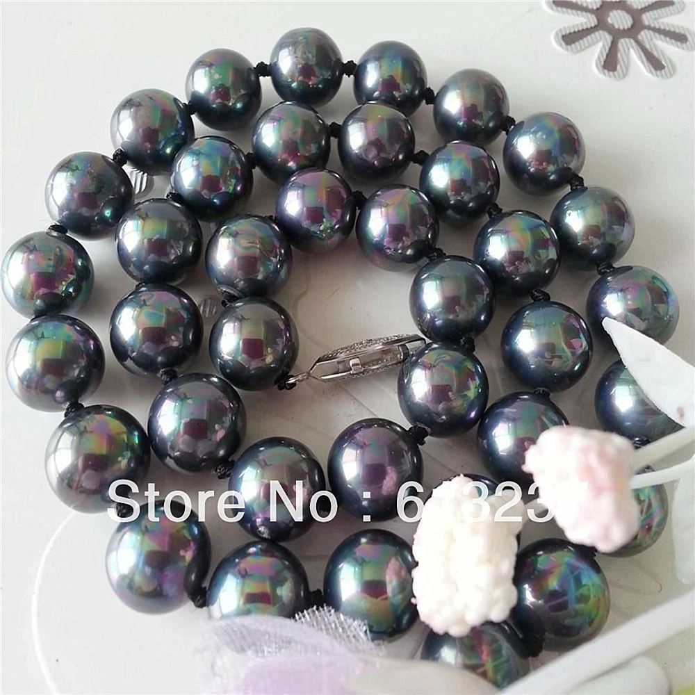 

Fashion black 10mm round shell pearl roubnd beads diy jewelry making chokers necklace chains women gifts 18inch MY4053