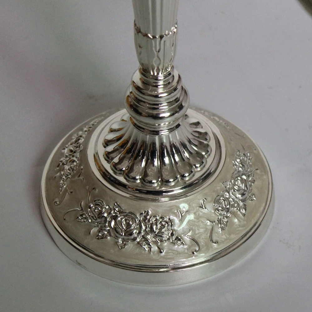 New arrival silver 5 arms candelabra zinc alloy metal candle holder for wedding/ events/ party centerpiece/ home decor