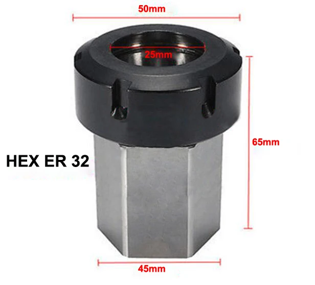 Hex ER32 Collet Chuck Tool Holder Spring Holder Collet Block 45x65mm for Lathe Mini Engraving Machine