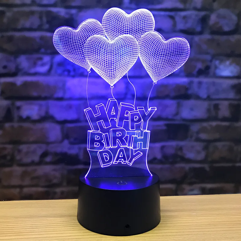 Novelty 3d lamp Touch Remote Control Led Desk Night Lamp Creative Colorful Touch Love Balloon Usb Led Night Light