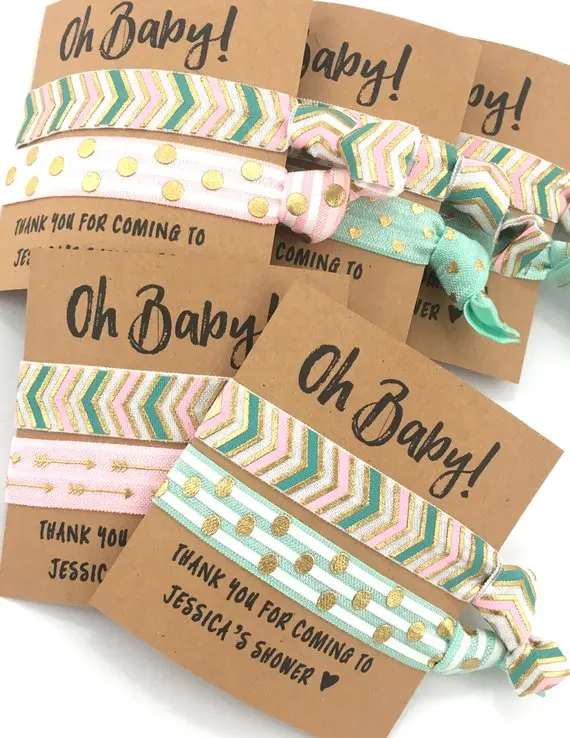 

10pcs personalized Gender Neutral Baby Shower favors Elastic Hair Ties wedding Bachelorette birthday Elastic Wristbands anklets