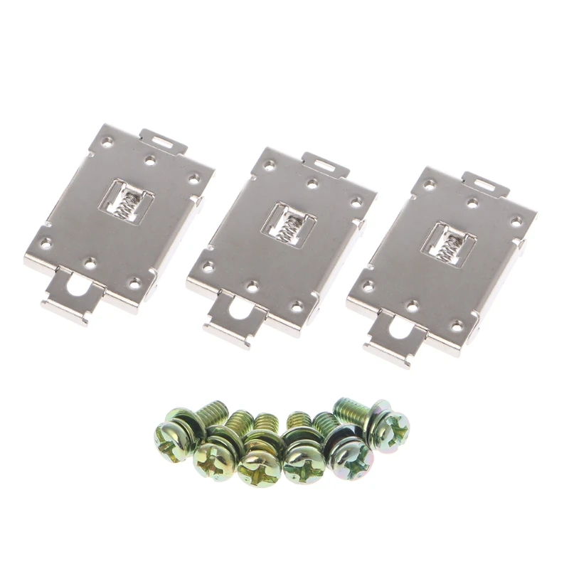 3 Pcs Single Phase SSR 35mm DIN Rail Fixed Solid State Relay Clip Clamp w./ 6 Mounting Screws L15