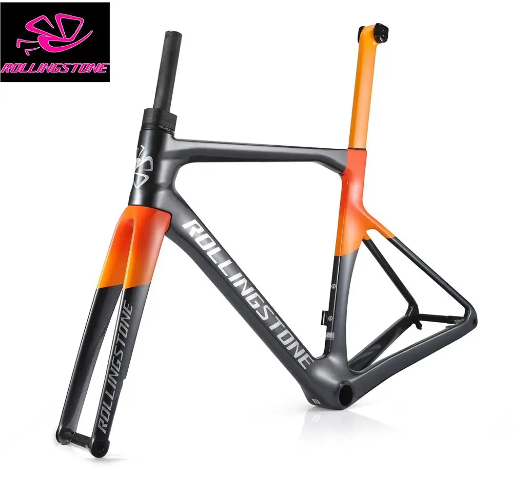 Rolling Stone Hider Carbon Disc Brake Road Frame Set, Aero Integrated Bar, 46, 49, 52, 55cm