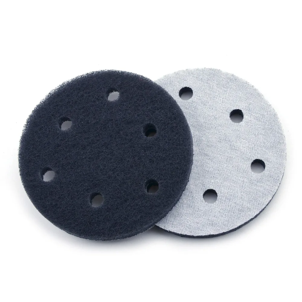 Estropajo Industrial de alta resistencia, almohadilla de pulido de nailon para limpieza, 5 pulgadas (125mm), 6 agujeros, gancho y bucle redondo, 240 #/400 #/1000 #, 12 Uds.