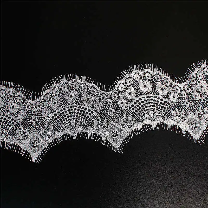 3M/PC Black White Eyelash Lace Fabric DIY Decorative Soft Nylon Lace Trim Clothing Sewing Applique Fabric 10cm width