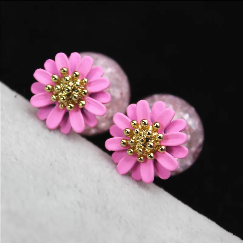 2019 new summer style fashion brand jewelry simple double pearl earrings for women elegant daisy flower  stud earrings