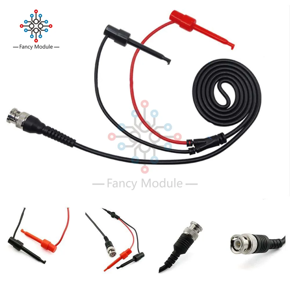 Oscilloscope 5A 500V P1007 BNC Male Plug Q9 to Dual Hook Clip Test Probe Cable line 120CM w/ Two Mini Probes medium Test Hook